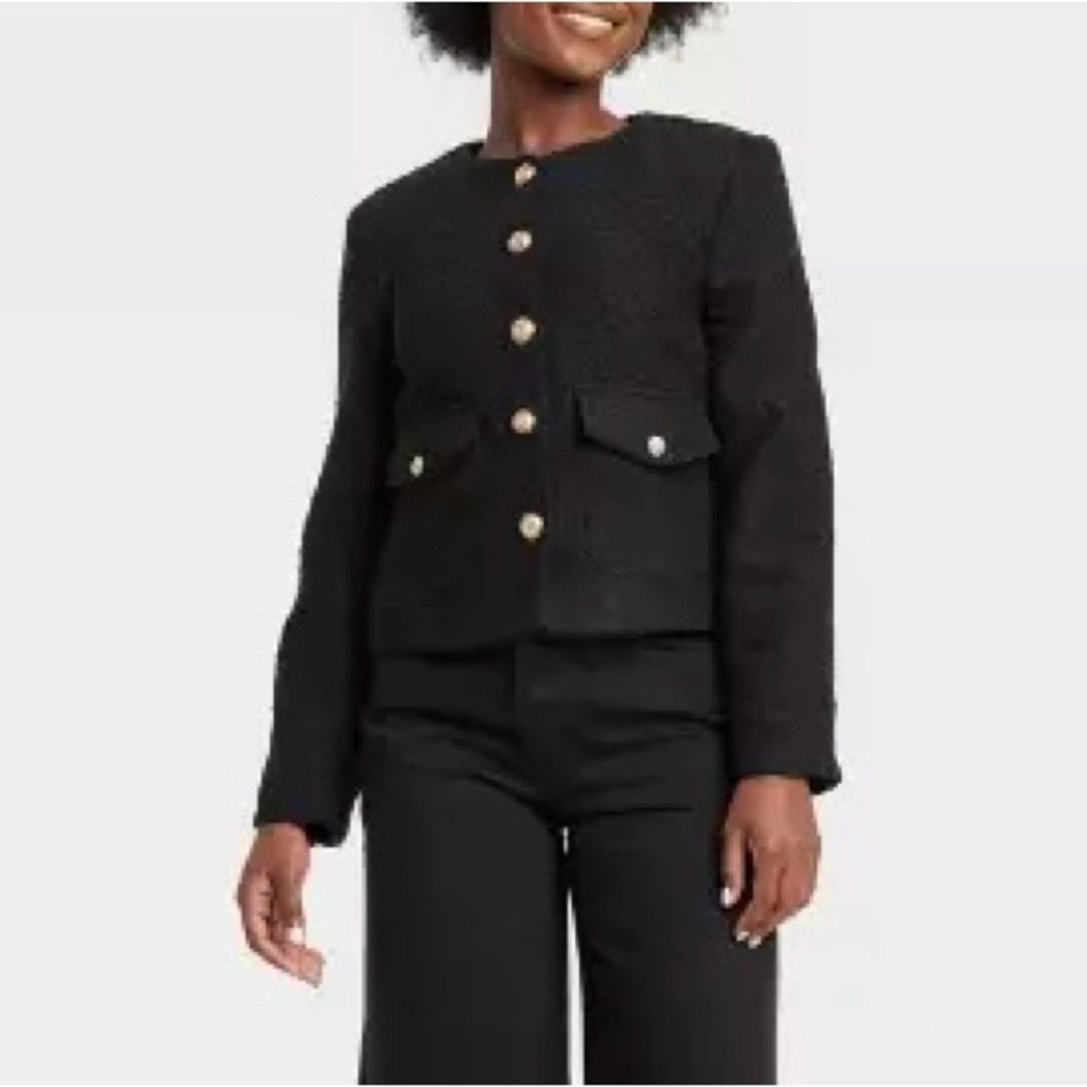 🎯50% OFF! Universal Threads cropped boucle black jacket